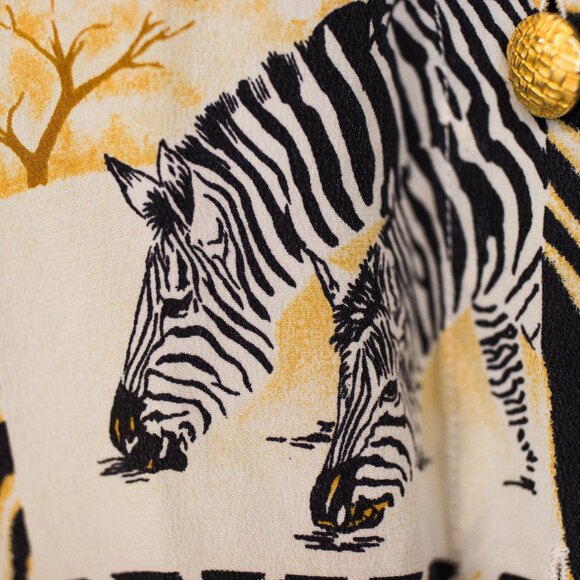 Vintage Escada Zebra Animal Print Silk Blouse - Picture 5 of 11